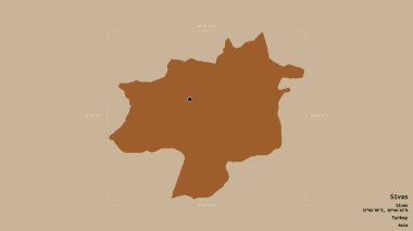 Sivas, Türkiye 'nin Sivas bölgesi, jeoreferatlı bir sınır kutusunda sağlam bir zemin üzerinde izole edildi. Etiketler. Desenli dokuların bileşimi. 3B görüntüleme