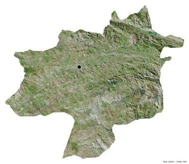 Başkenti beyaz arka planda izole edilmiş olan Sivas, Türkiye 'nin bir ilçesidir. Uydu görüntüleri. 3B görüntüleme