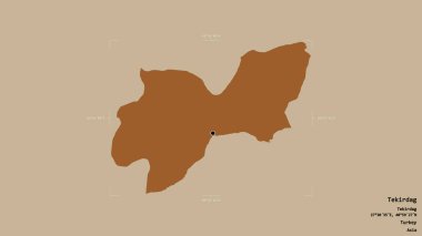 Türkiye 'nin Tekirdağ ilçesi bir sınır kutusundaki sağlam bir arka planda izole edildi. Etiketler. Desenli dokuların bileşimi. 3B görüntüleme