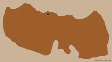 Türkiye 'nin Trabzon eyaleti, başkenti katı renk arkaplanına izole edilmiş. Desenli dokuların bileşimi. 3B görüntüleme