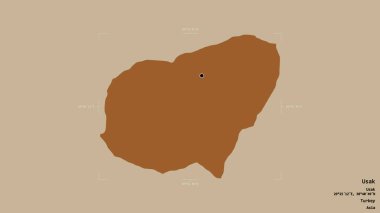 Türkiye 'nin Usak ilçesi, jeoreferatlı bir sınır kutusunda sağlam bir zemin üzerinde izole edildi. Etiketler. Desenli dokuların bileşimi. 3B görüntüleme