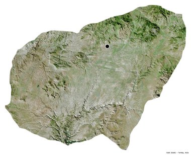Türkiye 'nin Usak ilçesinin başkenti beyaz arka planda izole edilmiştir. Uydu görüntüleri. 3B görüntüleme