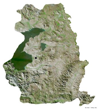 Başkenti beyaz arka planda izole edilmiş olan Van 'ın şekli. Uydu görüntüleri. 3B görüntüleme