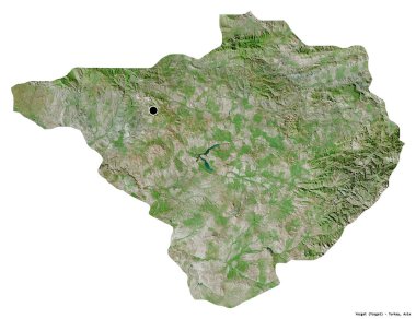 Türkiye 'nin başkenti Yozgat' ın beyaz arka planda izole edilmiş hali. Uydu görüntüleri. 3B görüntüleme