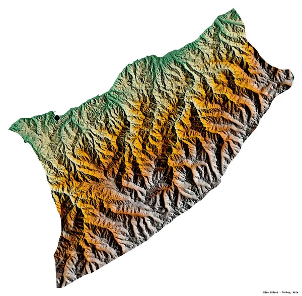 Tvar Rize Provincie Turecko Hlavním Městem Izolovaným Bílém Pozadí Topografická — Stock fotografie