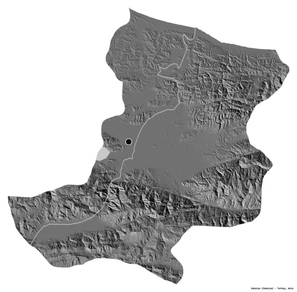 Forma Sakarya Provincia Turquía Con Capital Aislada Sobre Fondo Blanco — Foto de Stock