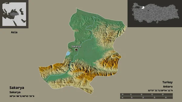 Форма Сакарьи Провинции Турции Столицы Шкала Расстояний Предварительные Просмотры Метки — стоковое фото