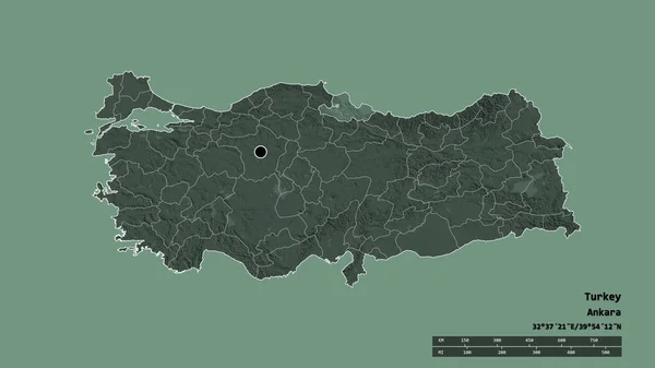 Desaturated Shape Turkey Its Capital Main Regional Division Separated Samsun — Stock Photo, Image