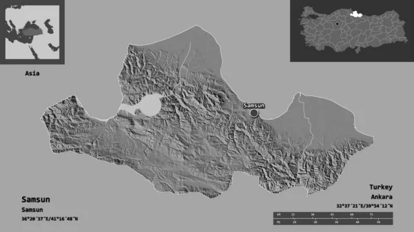 Forma Samsun Provincia Turquía Capital Escala Distancia Vistas Previas Etiquetas — Foto de Stock