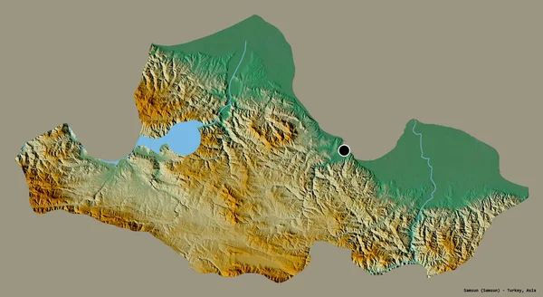 Alakja Samsun Törökország Tartomány Főváros Elszigetelt Szilárd Színű Háttér Topográfiai — Stock Fotó