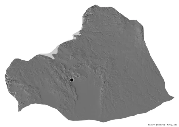 Форма Санлиурфы Провинции Турции Столицей Изолированной Белом Фоне Карта Рельефа — стоковое фото