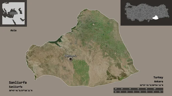 Şanlıurfa Nın Şekli Türkiye Nin Ili Başkenti Uzaklık Ölçeği Gösterimler — Stok fotoğraf