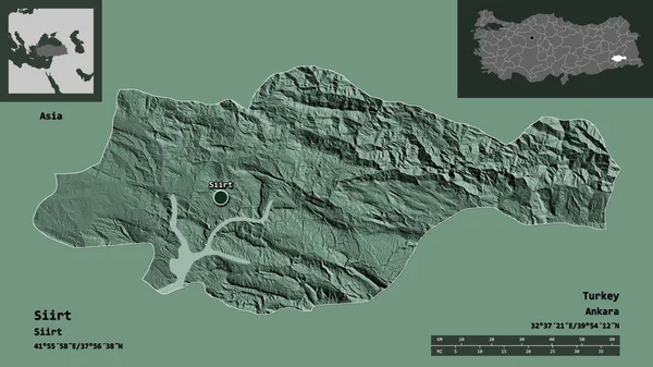 Shape Siirt Provinz Der Türkei Und Ihre Hauptstadt Entfernungsskala Vorschau — Stockfoto