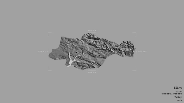土耳其锡尔特地区 在一个地理参考方块中 在坚实的背景下被隔离 Bilevel高程图 3D渲染 — 图库照片