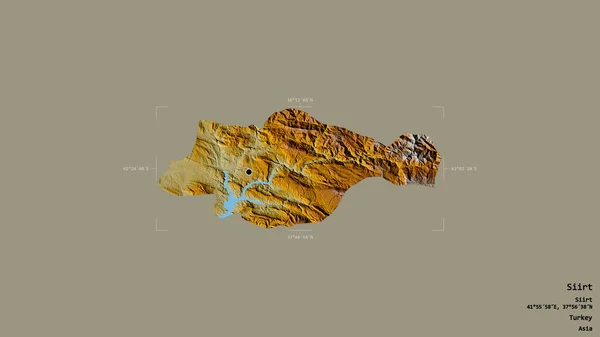 Området Siirt Provinsen Turkiet Isolerat Solid Bakgrund Georefererad Avgränsningsbox Etiketter — Stockfoto