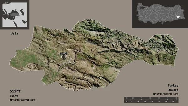 Formen Siirt Provinsen Turkiet Och Dess Huvudstad Avståndsskala Förhandsvisningar Och — Stockfoto