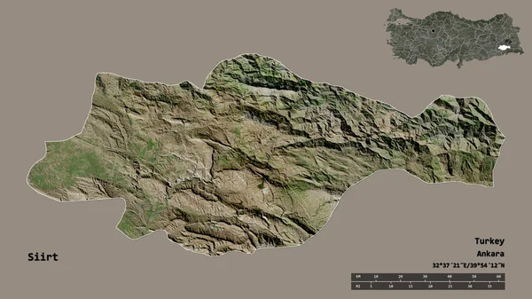 Форма Сиирт Провинция Турции Столицей Изолированы Прочном Фоне Дистанционный Масштаб — стоковое фото