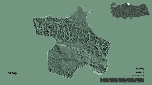 Shape Sinop Provinz Der Türkei Mit Seiner Hauptstadt Isoliert Auf — Stockfoto