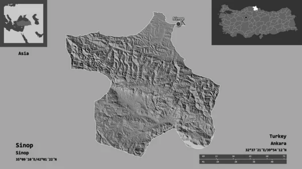 Forma Sinop Provincia Turquía Capital Escala Distancia Vistas Previas Etiquetas —  Fotos de Stock