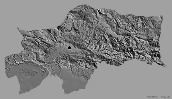 Form Sirnak Provinsen Turkiet Med Dess Huvudstad Isolerad Solid Färg — Stockfoto