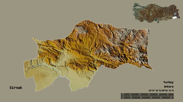 Gestalt Von Sirnak Provinz Der Türkei Mit Seiner Hauptstadt Isoliert — Stockfoto