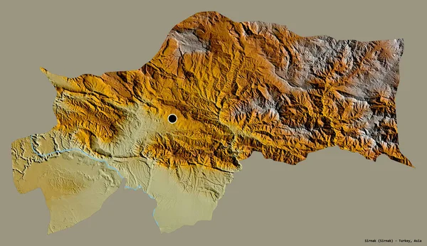 Форма Сірнак Провінція Туреччина Столицею Ізольованою Суцільному Кольоровому Тлі Карта — стокове фото