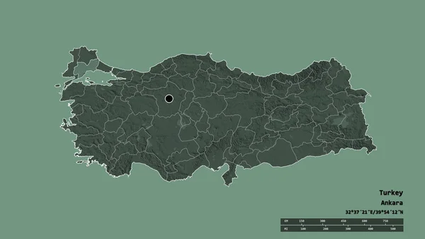Başkenti Ana Bölgesel Bölünmesi Bölünmüş Tekirdağ Alanıyla Türkiye Nin Dejenere — Stok fotoğraf