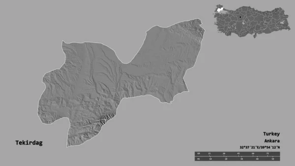 Gestalt Von Tekirdag Provinz Der Türkei Mit Seiner Hauptstadt Isoliert — Stockfoto