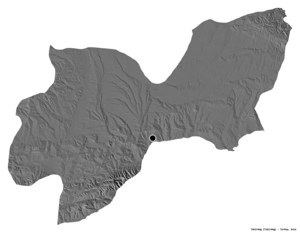 Form Tekirdag Provinsen Turkiet Med Dess Huvudstad Isolerad Vit Bakgrund — Stockfoto