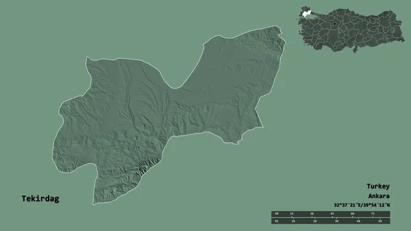 Gestalt Von Tekirdag Provinz Der Türkei Mit Seiner Hauptstadt Isoliert — Stockfoto