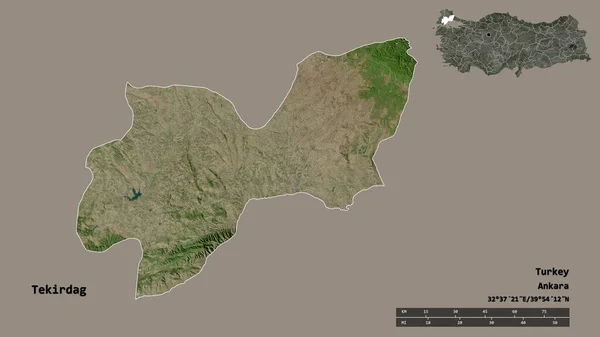 Forma Tekirdag Provincia Turquía Con Capital Aislada Sobre Fondo Sólido — Foto de Stock