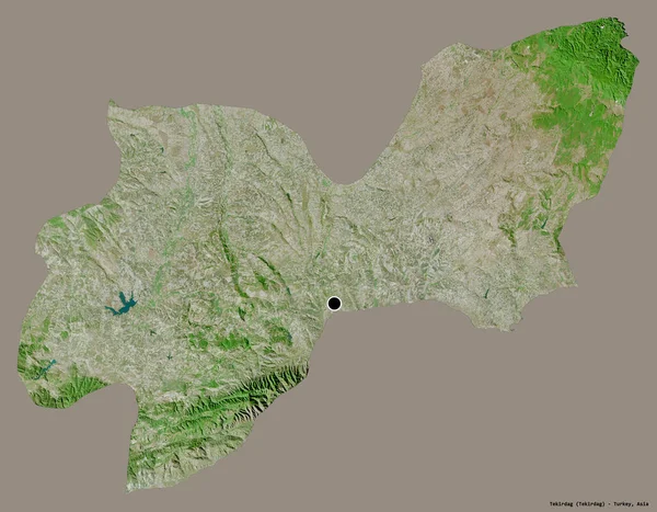 Alakja Tekirdag Törökország Tartomány Főváros Elszigetelt Szilárd Színű Háttér Műholdas — Stock Fotó