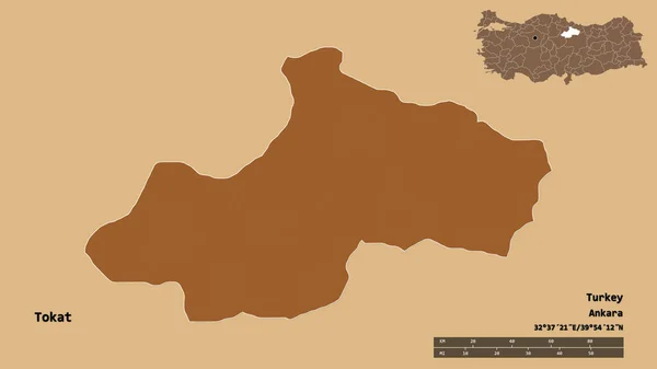 Form Tokat Provinsen Turkiet Med Dess Huvudstad Isolerad Solid Bakgrund — Stockfoto