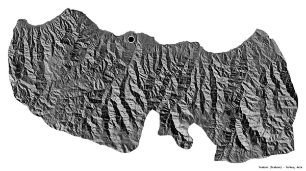 土耳其特拉布宗的形状 其首都被白色背景隔离 Bilevel高程图 3D渲染 — 图库照片