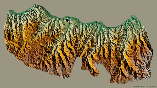 土耳其特拉布宗的形状 其首都以纯色背景隔离 地形浮雕图 3D渲染 — 图库照片