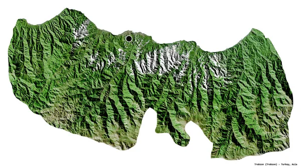 土耳其特拉布宗的形状 其首都被白色背景隔离 卫星图像 3D渲染 — 图库照片