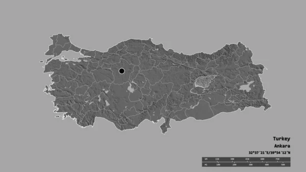 Başkenti Ana Bölgesel Bölünmesi Ayrılmış Tunceli Bölgesiyle Türkiye Nin Dejenere — Stok fotoğraf