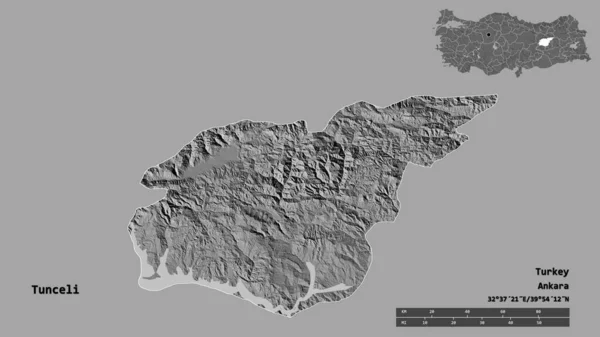 Gestalt Von Tunceli Provinz Der Türkei Mit Seiner Hauptstadt Isoliert — Stockfoto