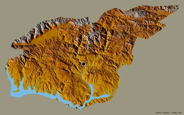 土耳其的通塞里形状 其首都以纯色背景隔离 地形浮雕图 3D渲染 — 图库照片