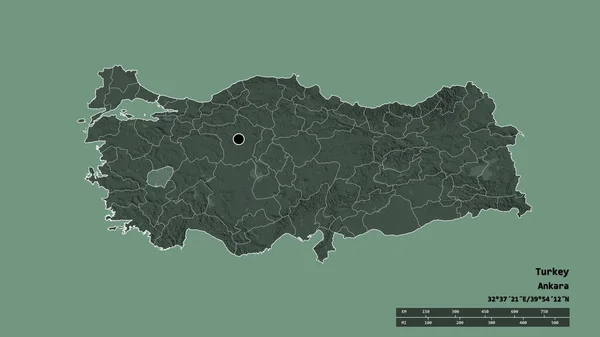 Başkenti Ana Bölgesel Bölünmesi Ayrılmış Usak Bölgesiyle Türkiye Nin Dejenere — Stok fotoğraf