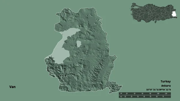 Gestalt Von Van Provinz Der Türkei Mit Seiner Hauptstadt Isoliert — Stockfoto