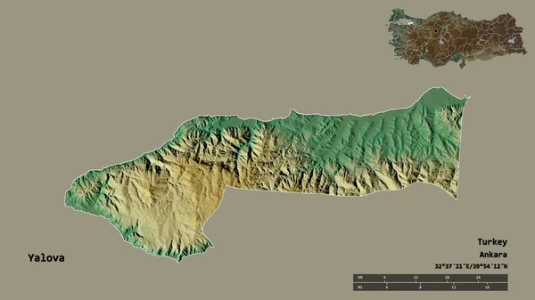 Forma Yalova Provincia Turquía Con Capital Aislada Sobre Fondo Sólido —  Fotos de Stock
