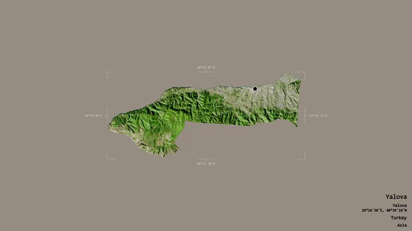 土耳其雅洛瓦省的一个地区 以坚实的背景隔离在一个地理参考方块中 卫星图像 3D渲染 — 图库照片