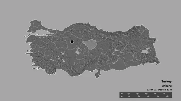 Başkenti Ana Bölgesel Bölünmesi Ayrılmış Yozgat Alanıyla Türkiye Nin Dejenere — Stok fotoğraf