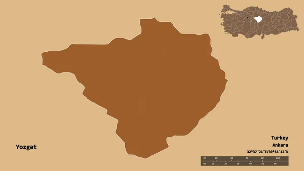 Forma Yozgat Provincia Turquía Con Capital Aislada Sobre Fondo Sólido —  Fotos de Stock