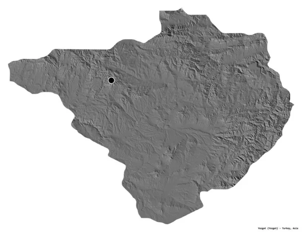 Форма Йозгата Провинции Турции Столицей Изолированной Белом Фоне Карта Рельефа — стоковое фото