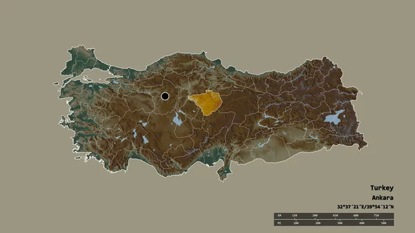 Forma Desolata Della Turchia Con Sua Capitale Principale Divisione Regionale — Foto Stock