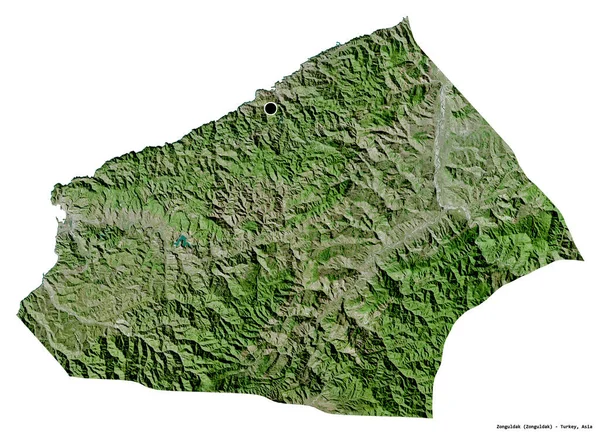 土耳其Zonguldak的形状 其首都被白色背景隔离 卫星图像 3D渲染 — 图库照片