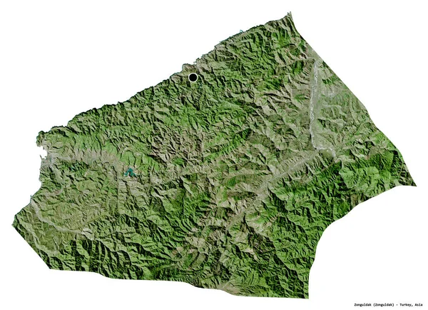 トルコの州であるZonguldakの形で 首都は白い背景に孤立しています 衛星画像 3Dレンダリング — ストック写真