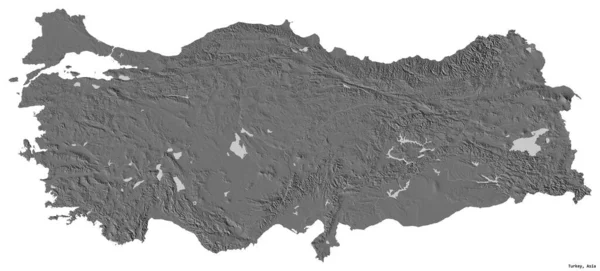 Forma Turquía Con Capital Aislado Sobre Fondo Blanco Mapa Elevación — Foto de Stock